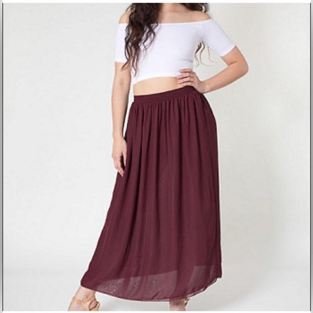 American Apparel maroon chiffon maxi skirt, size small